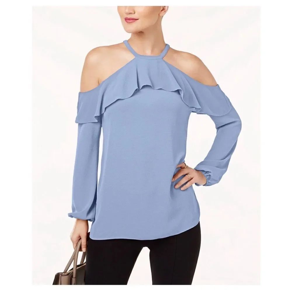 ✨2xHP✨Michael Kors Flounced Cold Shoulder Top✨
